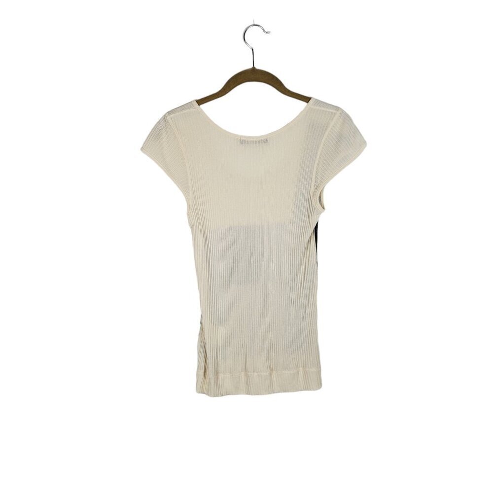 Piazza Sempione Cap Sleeve Top Ribbed Lightweight Colorblock Womens Size Large - Picture 2 of 7